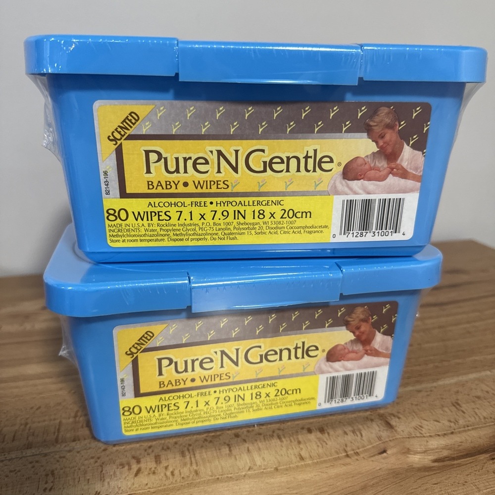 VTG Lot of 2 NOS SEALED PureN' Gentle Pure N Gentle Baby Wipes Props 80 Wipes